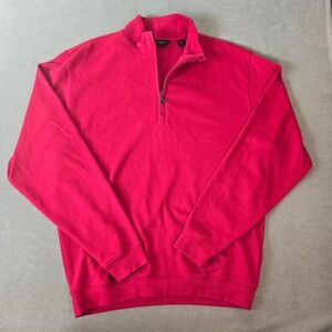 Scott Barber‎ Mens Quarter Zip Pullover Red Pima Cotton Sweater Casual Medium
